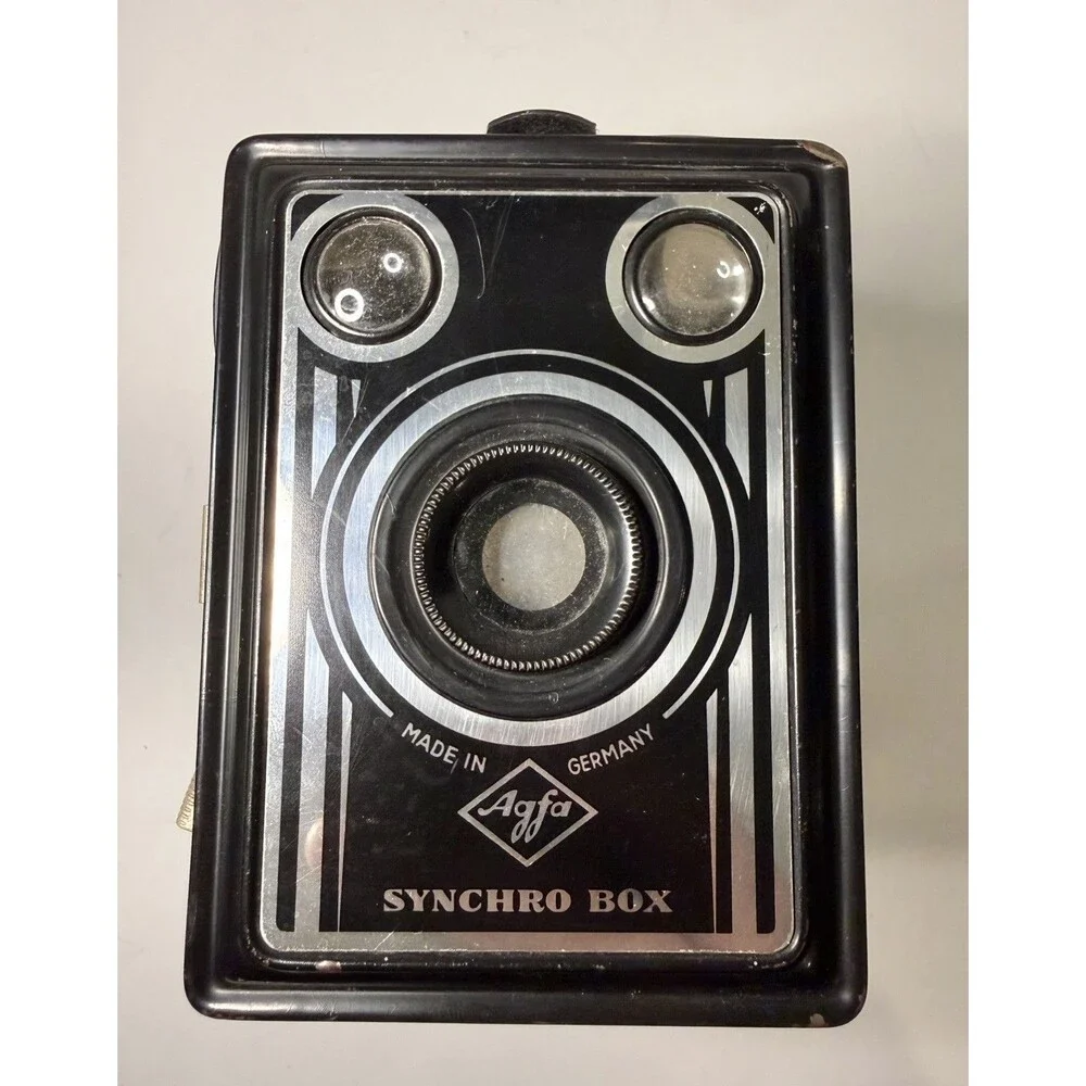 Vintage Agfa Synchro Box Camera Germany 1950s Art Deco Working Shutter